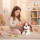 Plush Beagle Dog in a Handbag with Grooming Brush