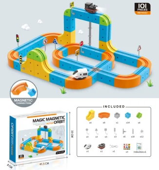 Magnetic Building Blocks - Racing Track and Trains, 100 Pieces