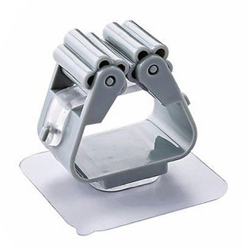 Self-adhesive wall holder for mop and broom, grey