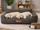 Pet Bed for Dogs and Cats with Raised Sides, Corduroy, Non-Slip Base, Size L, Beige