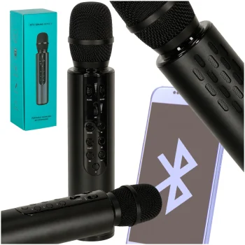 Kids Wireless Karaoke Microphone with Bluetooth Speaker, 2000mAh, SD & USB, Black