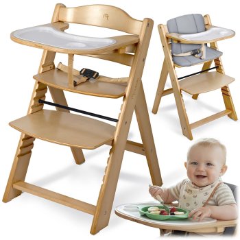 Nukido Nelo Wooden High Chair, Adjustable Grow with Me Chair for Babies and Toddlers