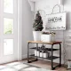 Industrial Shoe Bench with Seat and 2 Storage Shelves