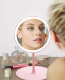 Round Make-up Table Mirror with LED Lighting, Pink