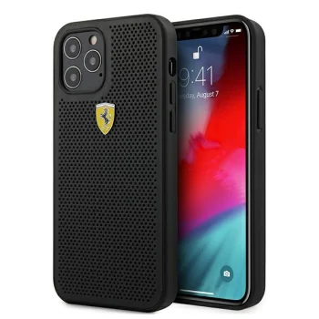 Ferrari iPhone 12 Pro Max Case On Track Perforated, Black