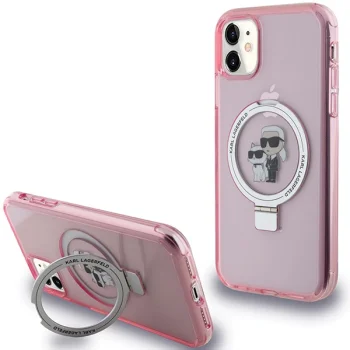 Karl Lagerfeld iPhone 11 / XR Case Ring Stand Karl & Choupette MagSafe, Pink