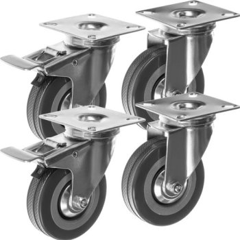 Heavy Duty Swivel Caster Wheels with Brakes Malatec 22537, Set of 4