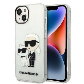 Apple iPhone 14 Plus 6.7" Karl Lagerfeld Glitter Karl&Choupette Case Cover, Transparent