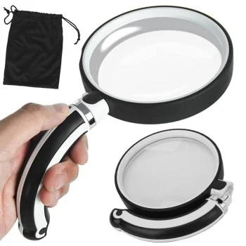 Folding Classic Magnifying Glass 90mm, 2.5x Magnification, Black/White