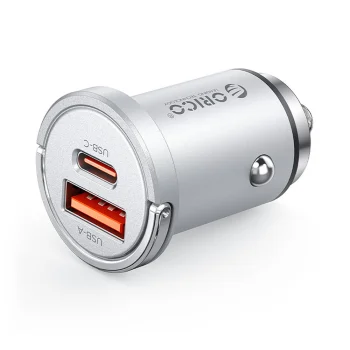 Orico MiniRing Pro 45W USB-A & USB-C Car Charger Silver