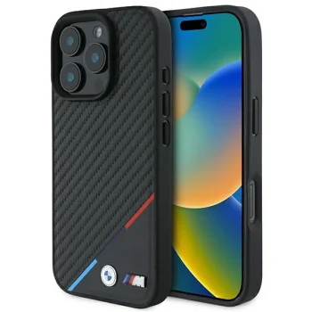 BMW M Carbon Tricolor Line MagSafe case for iPhone 16 Pro Max - black