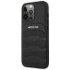 AMG Debossed Lines iPhone 14 Pro Genuine Leather Case, Black