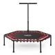 Neo-Sport Fitness Trampoline with Handle, 127 cm, Hexagonal, Red