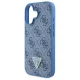 Guess iPhone 16 Case Leather Metal Logo Strass Crossbody, Blue