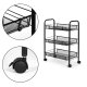 ModernHome 3-Tier Metal Utility Cart on Wheels for Storage, Black