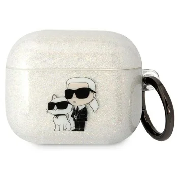 Karl Lagerfeld Gliter Karl&Choupette AirPods 3 Case, Transparent