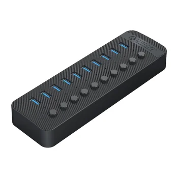 Orico CT2U3-10AB 10-Port USB-A 3.0 Hub with Switches, Black