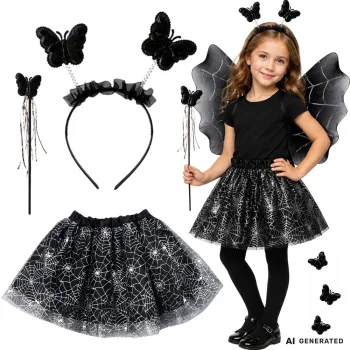 Kids Halloween Costume Set: Skirt, Wings, Wand, and Headband