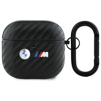 BMW Carbon Double Metal Logo Case for Apple AirPods 4, Black