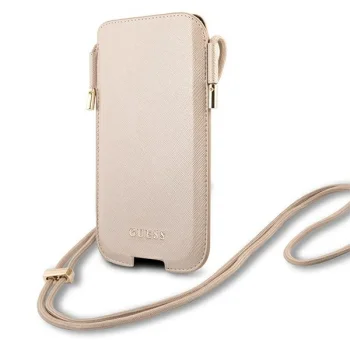 Smartphone Handbag Guess GUHCP12LSAPSLG 6.7" Gold Saffiano