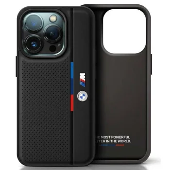 BMW M Perforated Tricolor Detail Line Case for iPhone 16 Pro Max - black