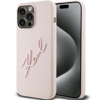 Apple iPhone 15 Pro Max 6.1'' Karl Lagerfeld Silicone Karl Script Cover Case, Pink