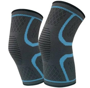 Elastic Knee Brace Stabilizer Support 2-Pack Size L, Black-Blue