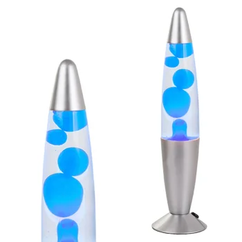 Lava Lamp Night Light, Silver/Blue