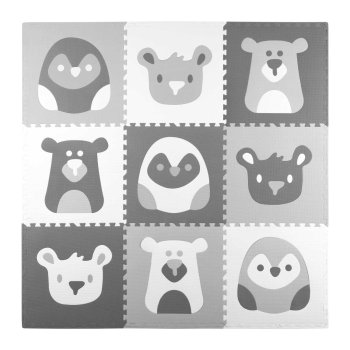 Kids Puzzle Foam Mat 180x180cm, grey animals