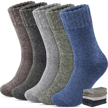 Men's Winter Socks Size 39-45, 5 Pairs, Mixed Colors