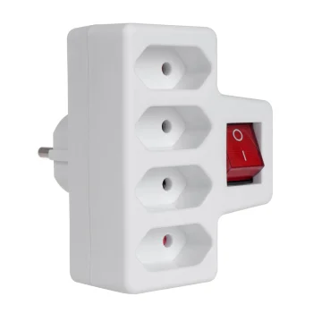 Maclean MCE217 4-Way Multi-Plug Adaptor with Switch, White
