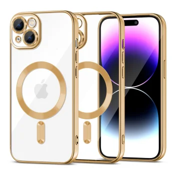 Apple iPhone 15 6.1'' Tech-Protect MagShine Line MagSafe Case Cover, Gold