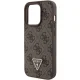Guess Leather 4G Triangle Strass Case for iPhone 15 Pro, Brown