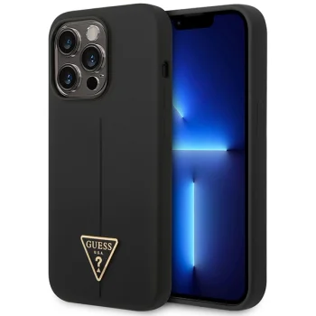 Guess iPhone 14 Pro Max Case Silicone Triangle, Black