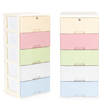 Storage Unit with 5 Drawers on Wheels ModernHome for a Child's Room or Bathroom, Multicolour