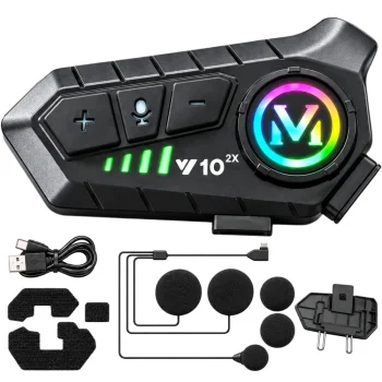 U10 2X motorcycle helmet intercom with Bluetooth and RGB, black