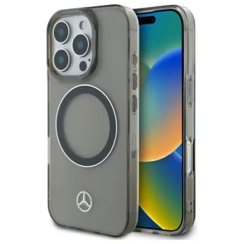 Mercedes iPhone 16 Pro Max Case Silver Ring MagSafe, Black