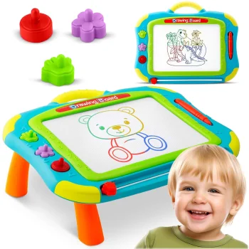 Ricokids 2-in-1 Magnetic Drawing Board and Kids Art Table, Blue