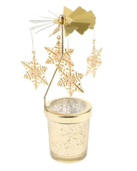 Rotating Snowflake Tea Light Candle Holder, Gold