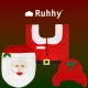 Ruhhy Christmas Bathroom Mat Set 3 pcs, Red