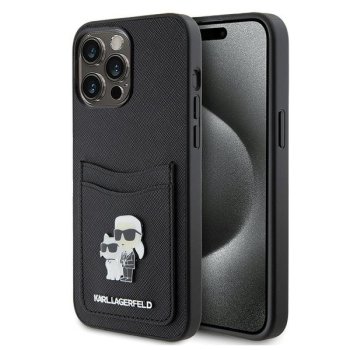 Karl Lagerfeld Saffiano Cardslot Case for iPhone 15 Pro Max, Black