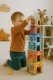 City Stacking Blocks Tower with Wooden Vehicles and Figures 18-Piece Set
