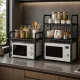 Kitchen Rack Over Microwave, 2 Tiers, Black