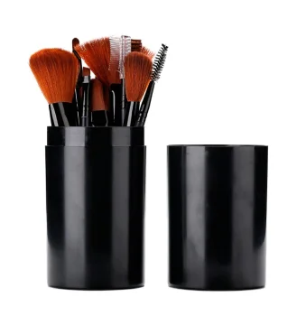 Makeup Brush Set, 12 Pcs, with Case, Black