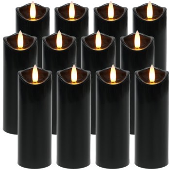 Flameless LED Candles 12 Pack 15cm Ruhhy 26382, Black