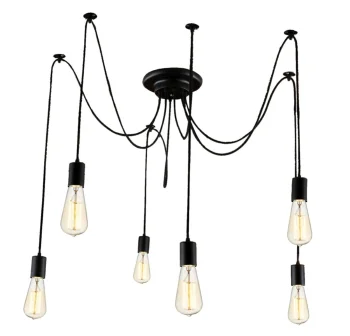 6-Arm Spider Ceiling Lamp ZD74, Black