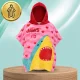 Children’s shark hooded towel poncho, pink, 50 × 100 cm