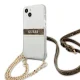 Guess iPhone 13 mini Case 4G Brown Strap Gold Chain, Transparent