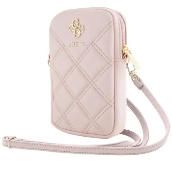 Guess Zip Quilted 4G Phone Bag, Pink