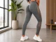 Women\'s High-Waisted Push-Up Sports Leggings, Grey, L/XL